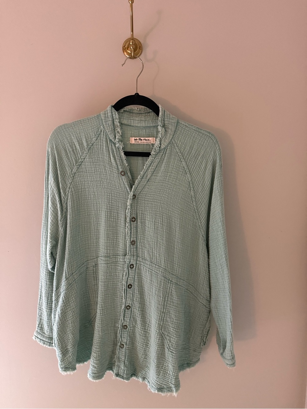 We The Free Seafoam Button-Down Shirt